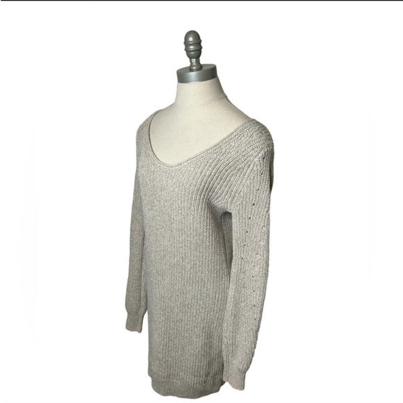 Abercrombie & Fitch Oatmeal Sand Long Sleeve Knit Tunic Sweater Dress Small Tall - Picture 5 of 10